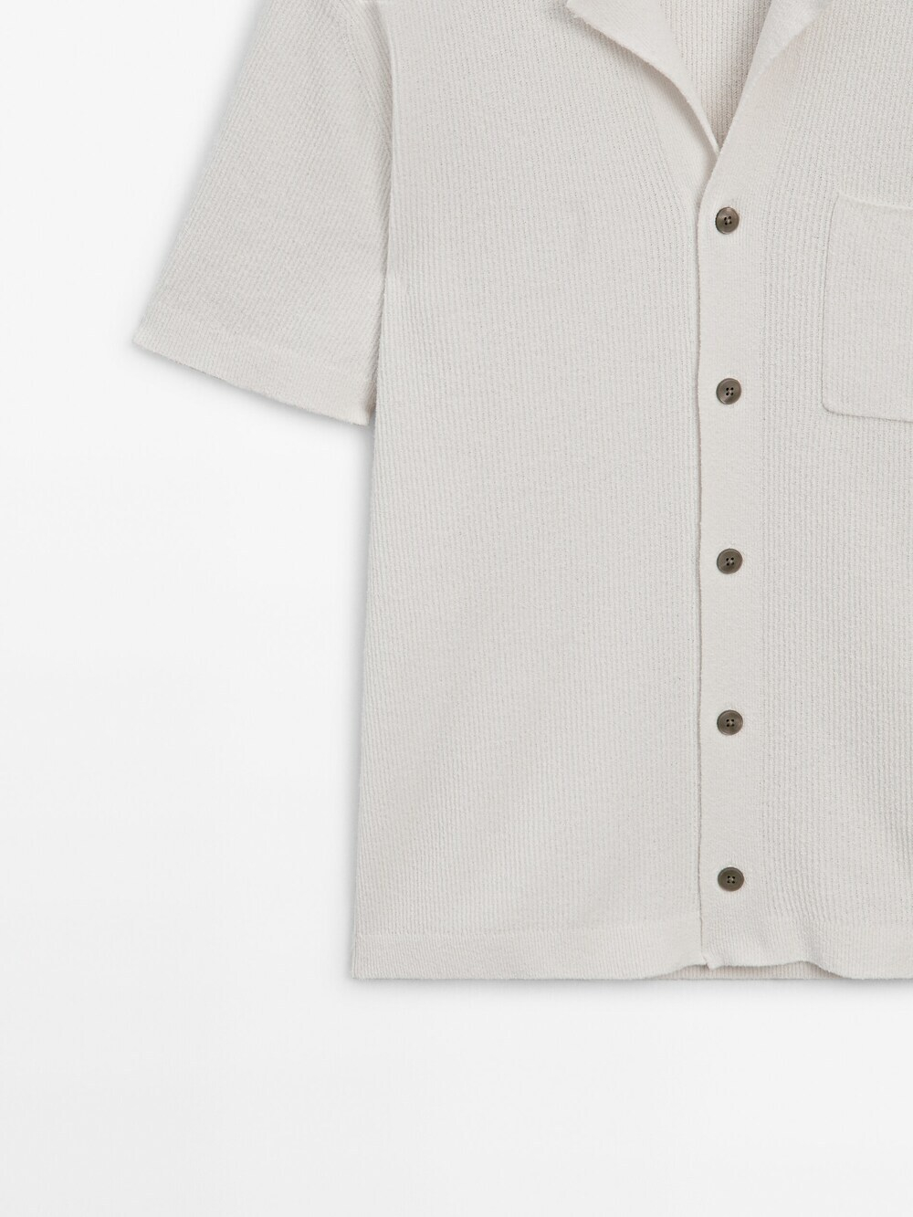 Massimo Dutti Вязаный кардиган с короткими рукавами и пуговицами, натуральный, кремовый