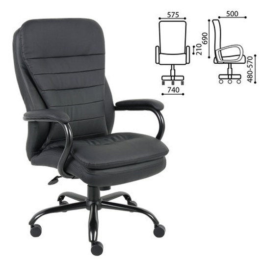 Кресло офисное BRABIX PREMIUM "Heavy Duty HD-001", усиленное, НАГРУЗКА до 200, экокожа, 531015