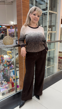 Брюки-палаццо из вельвета в шоколадном цвете