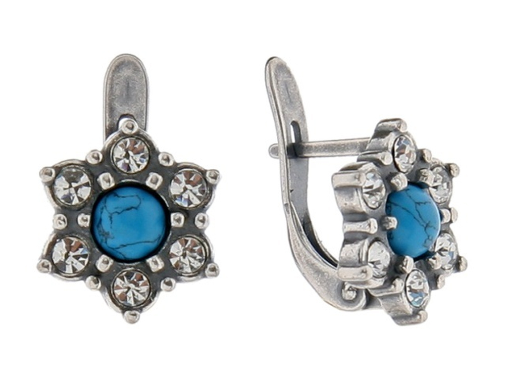 "Ай-Петри" серьги в серебряном покрытии из коллекции "Самоцветы" от Jenavi с английским замком