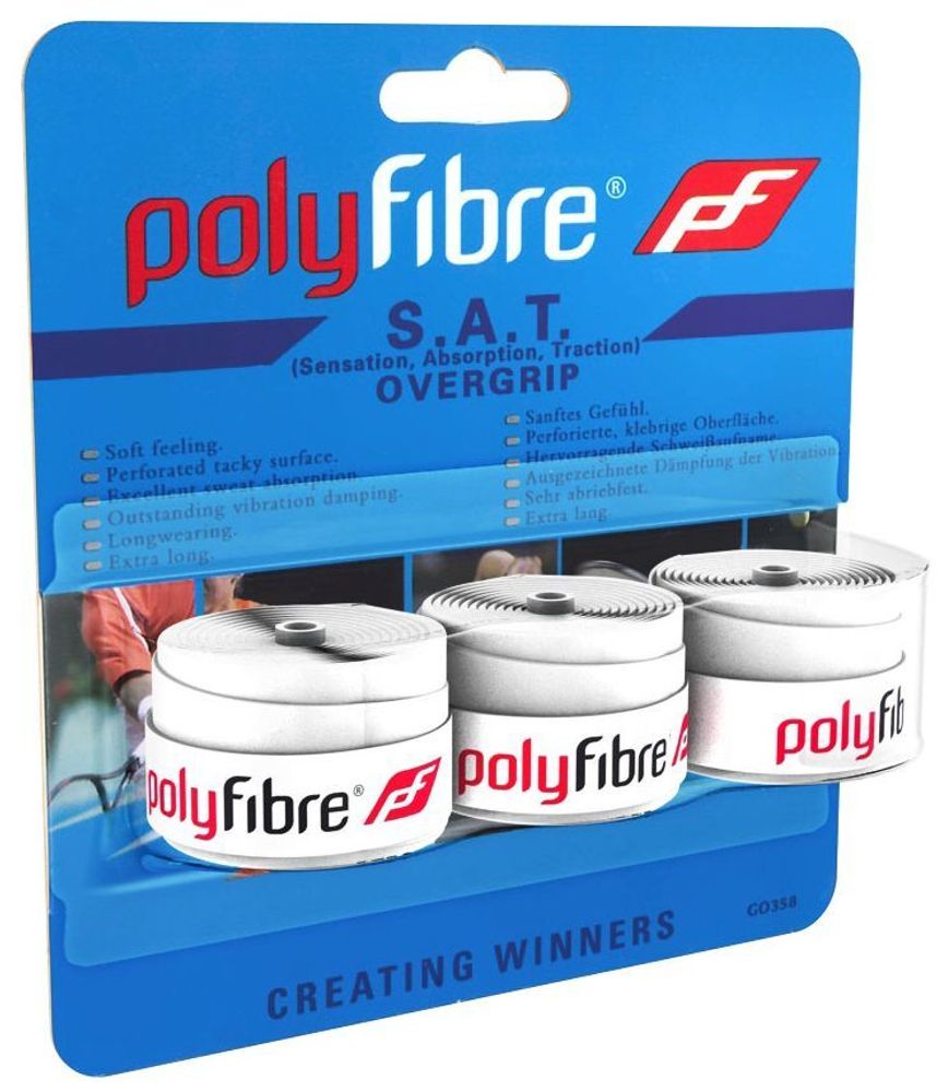 Теннисные намотки Polyfibre S.A.T. Overgrip 3P - белый