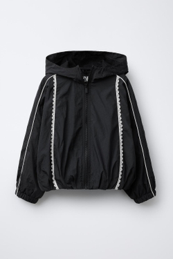 ZARA ДОЖДЕВИК С КРУЖЕВОМ, ЧЕРНЫЙ