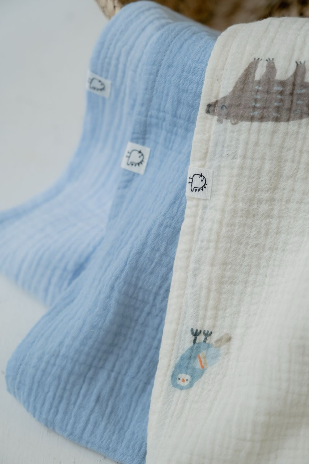 Платочки муслиновые BUBA KIDS, 3 шт., Таёжная ночь/ нежно-голубой/ синяя пастель