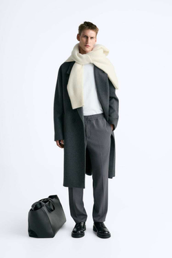 ZARA БРЮКИ-ДЖОГГЕРЫ КОМФОРТНОЙ ПОСАДКИ, ЦЕМЕНТНЫЙ