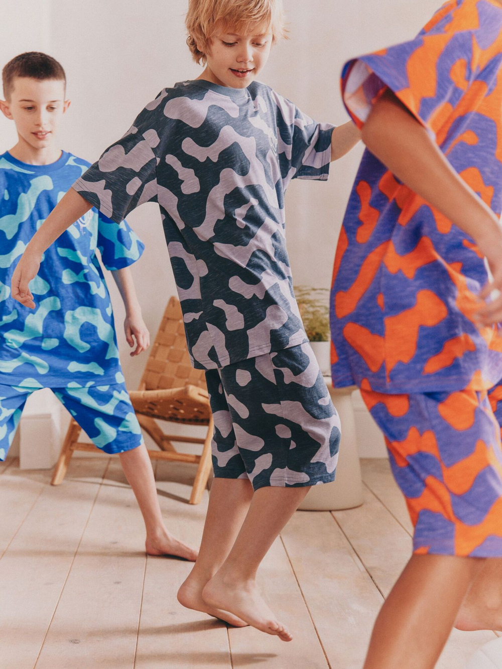 Пижама для мальчика Next AM2-791, 3 шт., Синий, Оранжевый, Серый