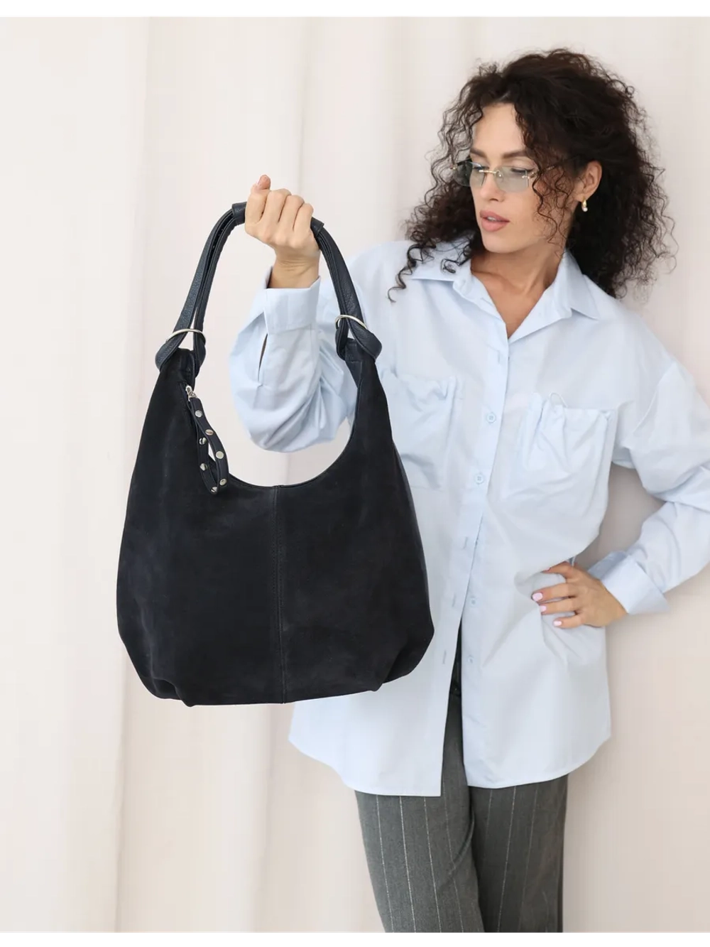 сумка большая через плечо шоппер натуральная замша