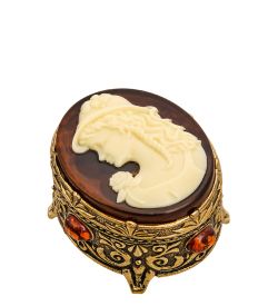 Народные промыслы AM-3264 Шкатулка «Камея Юность» (латунь, янтарь)