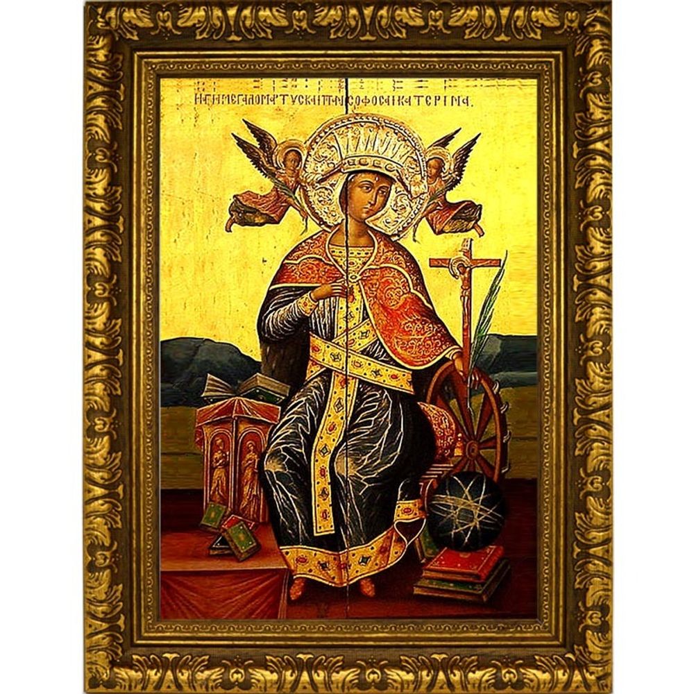 Святая Екатерина Александрийская. Копия старинной иконы на холсте.
