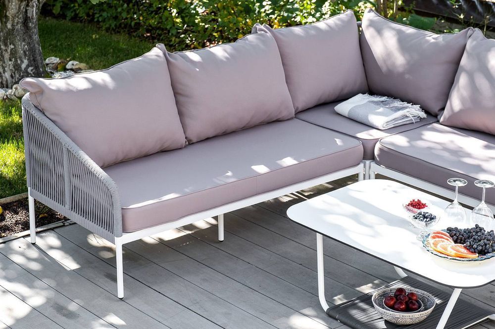 "Канны" модульная угловая лаунж-зона из роупа (веревки), цвет светло-серый