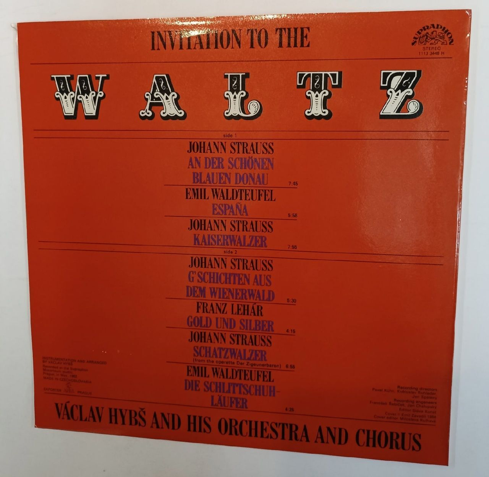 Винтажная виниловая пластинка Vaclav Hybs Orchestra Invitation To The Waltz (Czechoslovakia 1985)