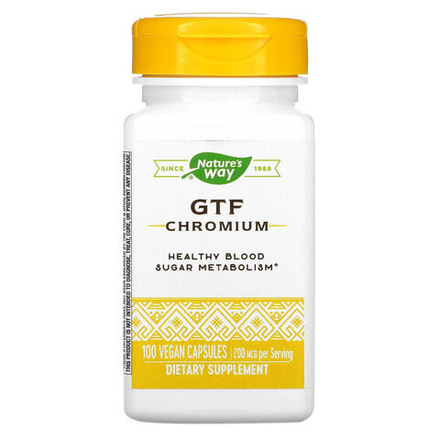Nature's Way, хром (GTF), 200 мкг, 100 веганских капсул