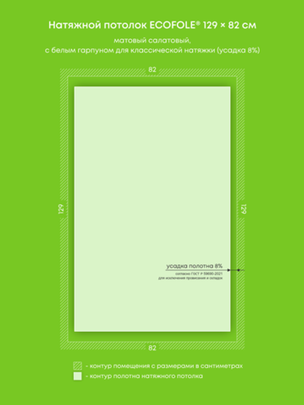 Матовый натяжной потолок 1.1 м2