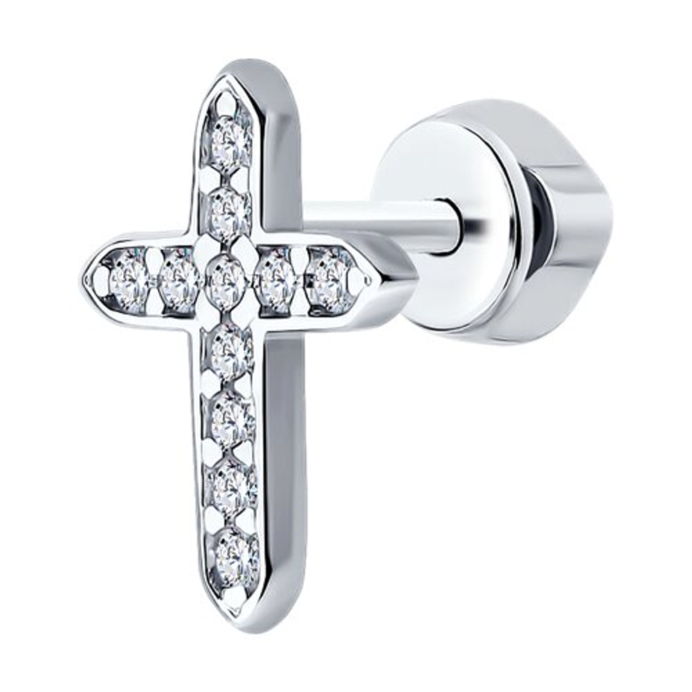 Серьга из серебра с фианитами