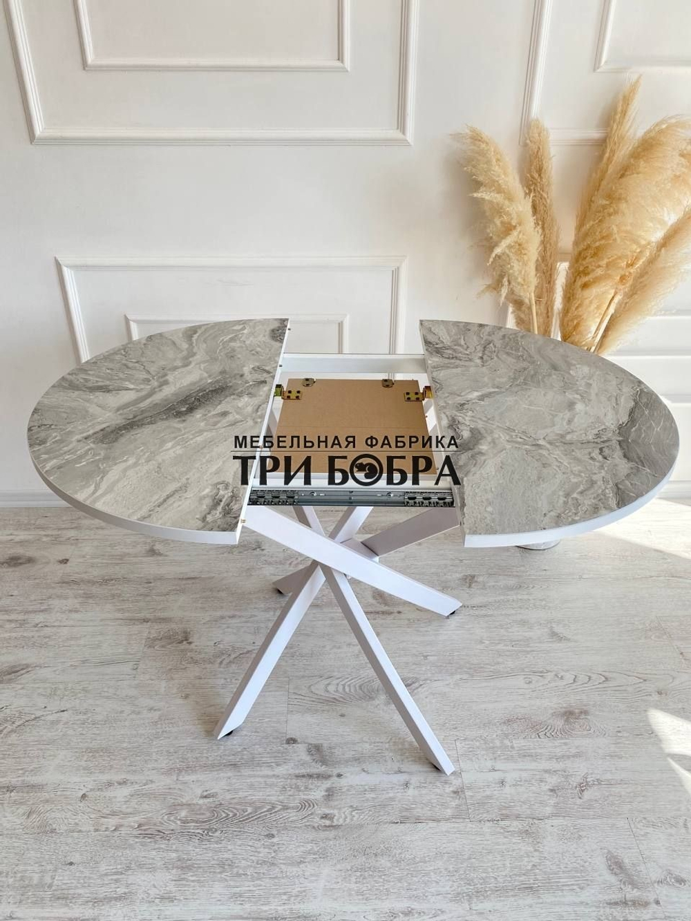 Кухонный круглый стол "Серый гранит"