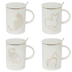 GAEM Кружка с крышкой и ложкой, 400 мл, L11,5 W8 H11,5 см, 4в.