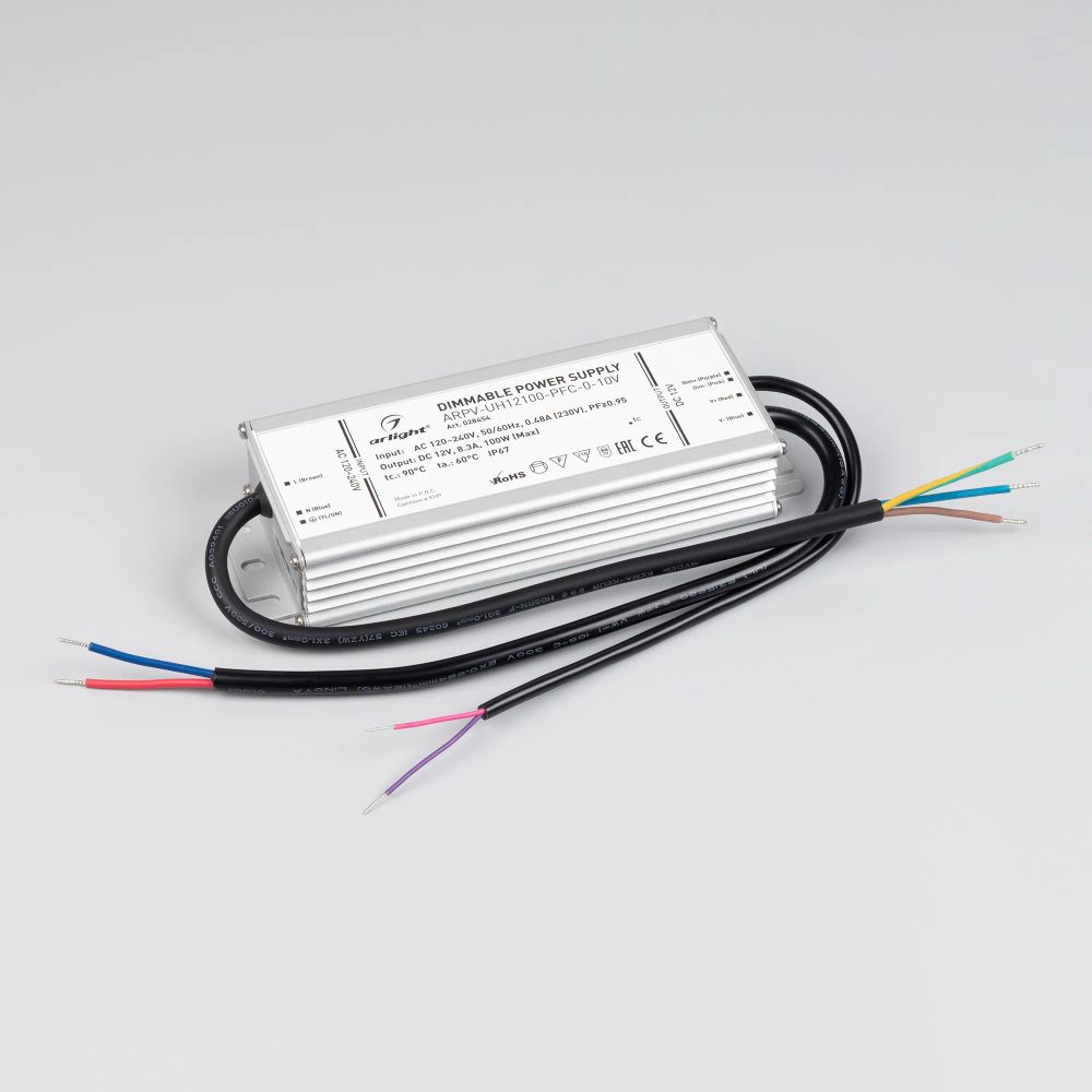 Блок питания ARPV-UH12100-PFC-0-10V (12V, 8.3A, 100W) (Arlight, IP67 Металл, 7 лет) 028454
