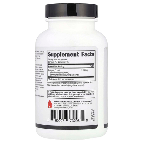 PrePrimal, Гуарана, 150 капсул (500 мг в каждой капсуле)