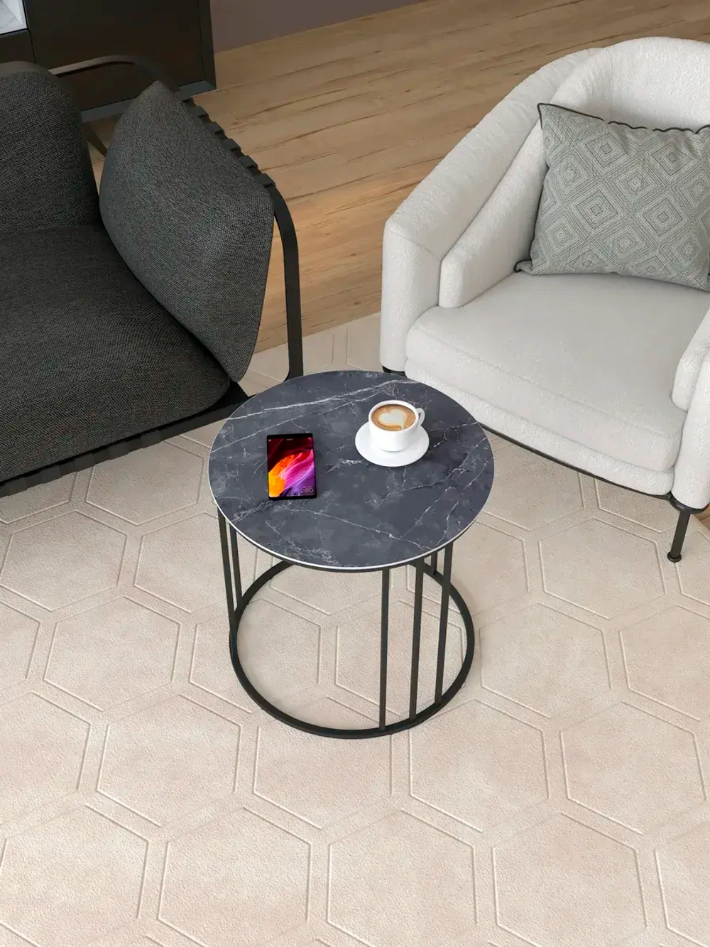 Стол журнальный Трио малый - ЧЧ - керамогранит