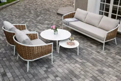 "Тоскана" лаунж-зона из искусственного ротанга, цвет соломенный