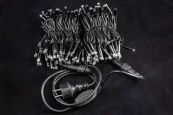 Светодиодная нить с мерцающим диодом 20 м., 220V, 200 разноцветных LED ламп, черный каучук, соединяемая, Winner Light (m.01.7B.200+)