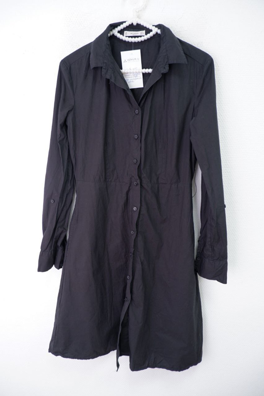 Платье-рубашка Mango черное 44 размер