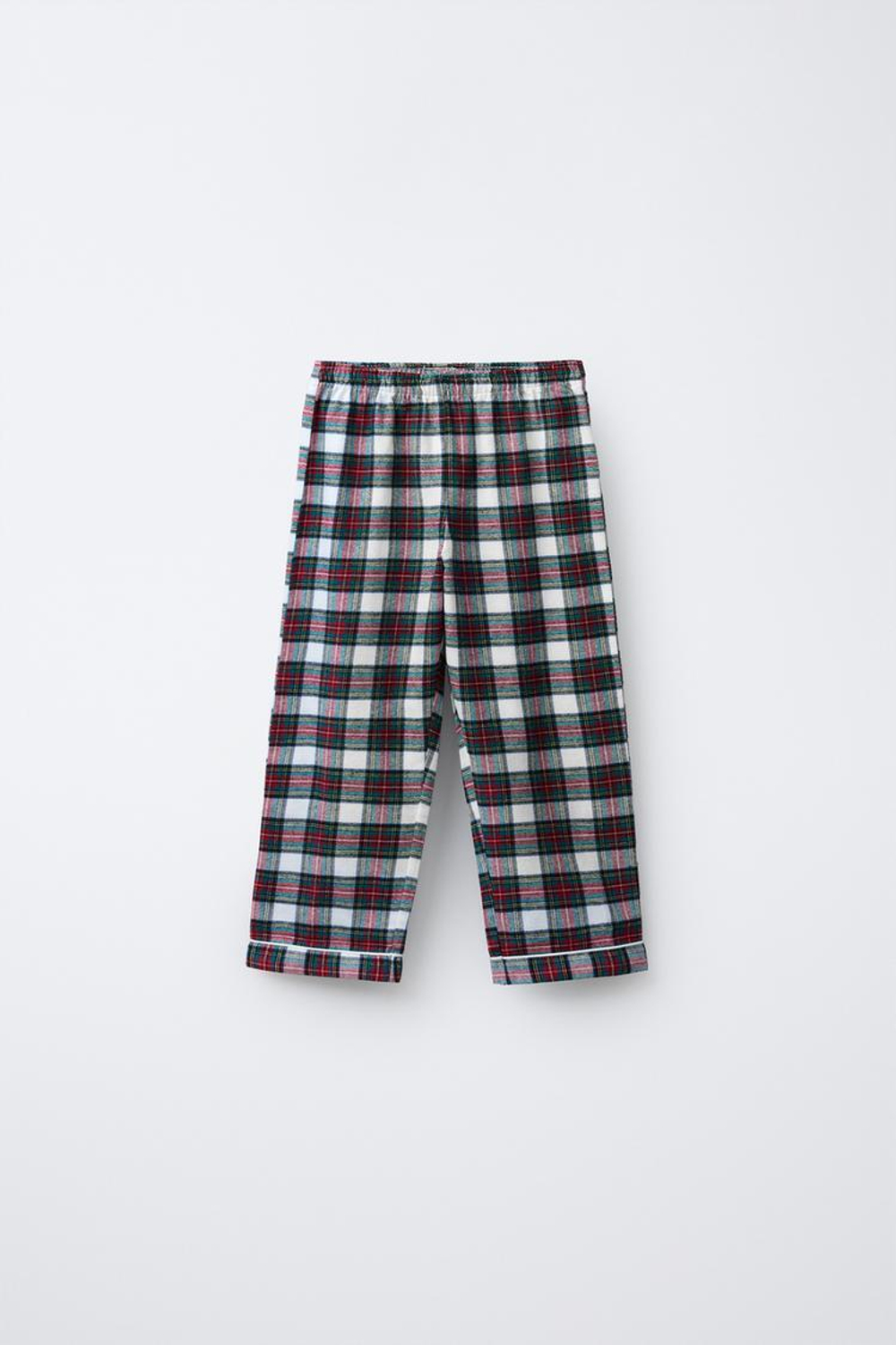 ZARA ФЛАНЕЛЕВАЯ ПИЖАМА В КЛЕТКУ, ЭКРЮ