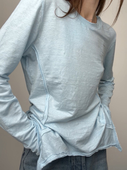 Лонг льняной голубой с рельефами