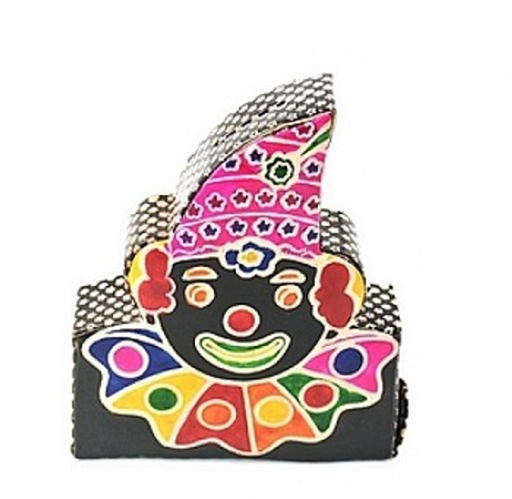 Копилка под мелочь "Клоун" цвет черный, натуральная кожа, ручной принт