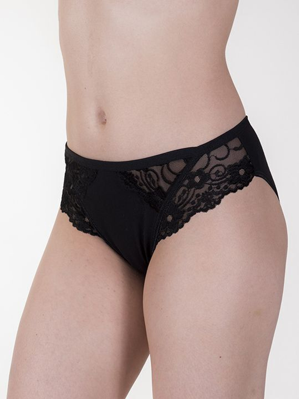 Женские трусики средней посадки из хлопка и кружевного полотна (Размер: XL) (Цвет: белый)