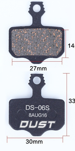 Тормозные колодки Dust полу-металлические, две пары + ключ для настройки. Для дисковых тормозов AVID