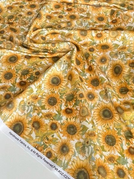 ПОДСОЛНУХИ НА МОЛОЧНОМ ФОНЕ - 100% ХЛОПОК 6