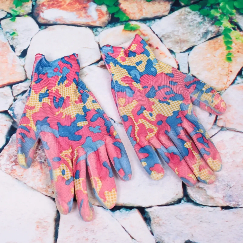 Перчатки нейлоновые «Фантазия-Хаки гламур» с ПВХ покрытием полуоблитые 8 р-р б/блистера