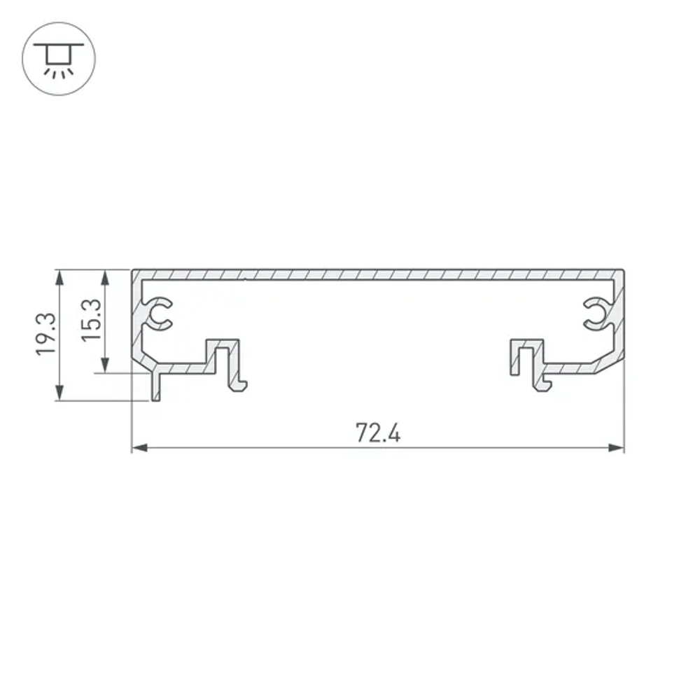 Профиль-держатель KLUS-POWER-W70-BASE-2000 ANOD (Arlight, Алюминий) 019883
