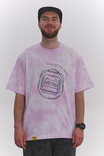 Футболка оверсайз тайдай розовая