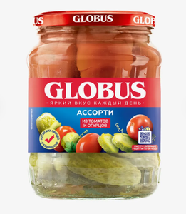 Ассорти Globus из маринованных томатов и огурцов, 720 мл