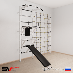 Шведская стенка Sv Sport усиленная 6070 (Турник стандарт/Брусья/Стойка/Скамья/Канатный лаз)