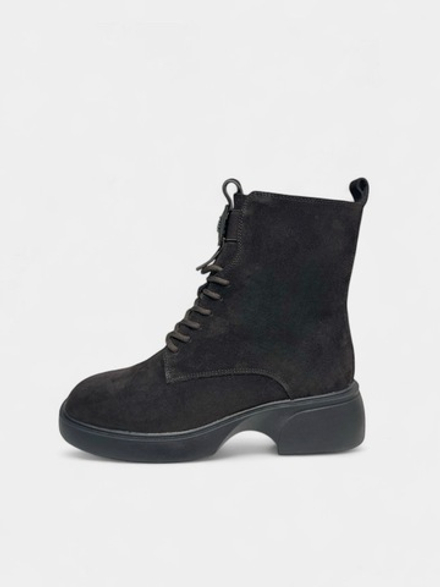 Ботинки с мехом в темно-шоколадном цвете