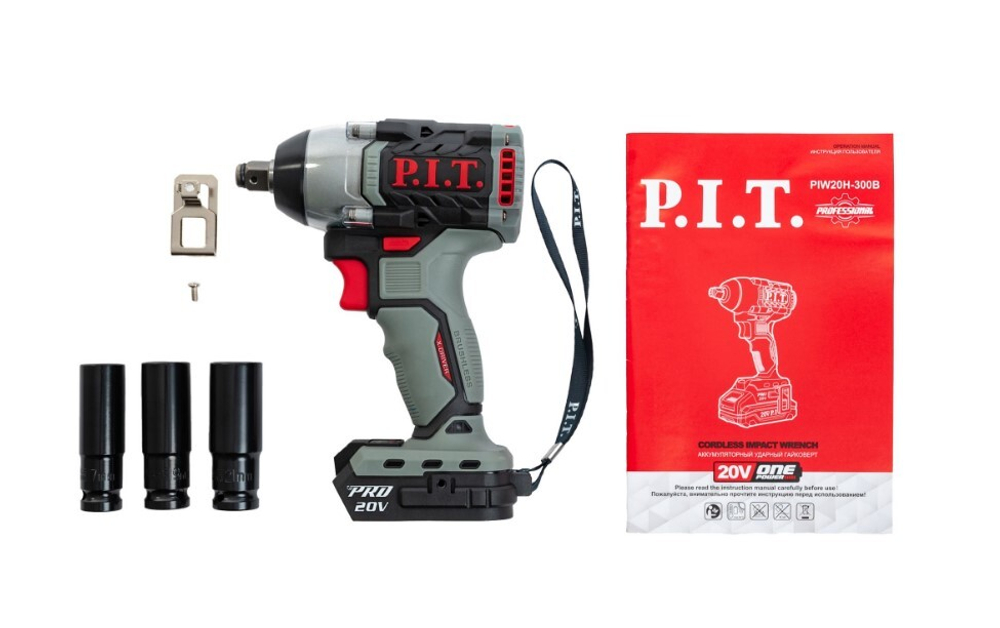 ЕАС Гайковерт АККУМ. PIW20H-300B SOLO  (бесщет., 20В, 300Нм,квадрат 1/2''и шестигран,коробка)  P.I.T