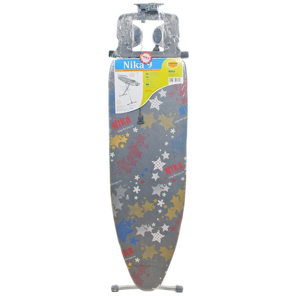 Доска гладильная 122х40 см, НТ9, подст д/ут, рукав, розет, полк д/бел, удл 2.2 м, Nika, НТ9, в асс