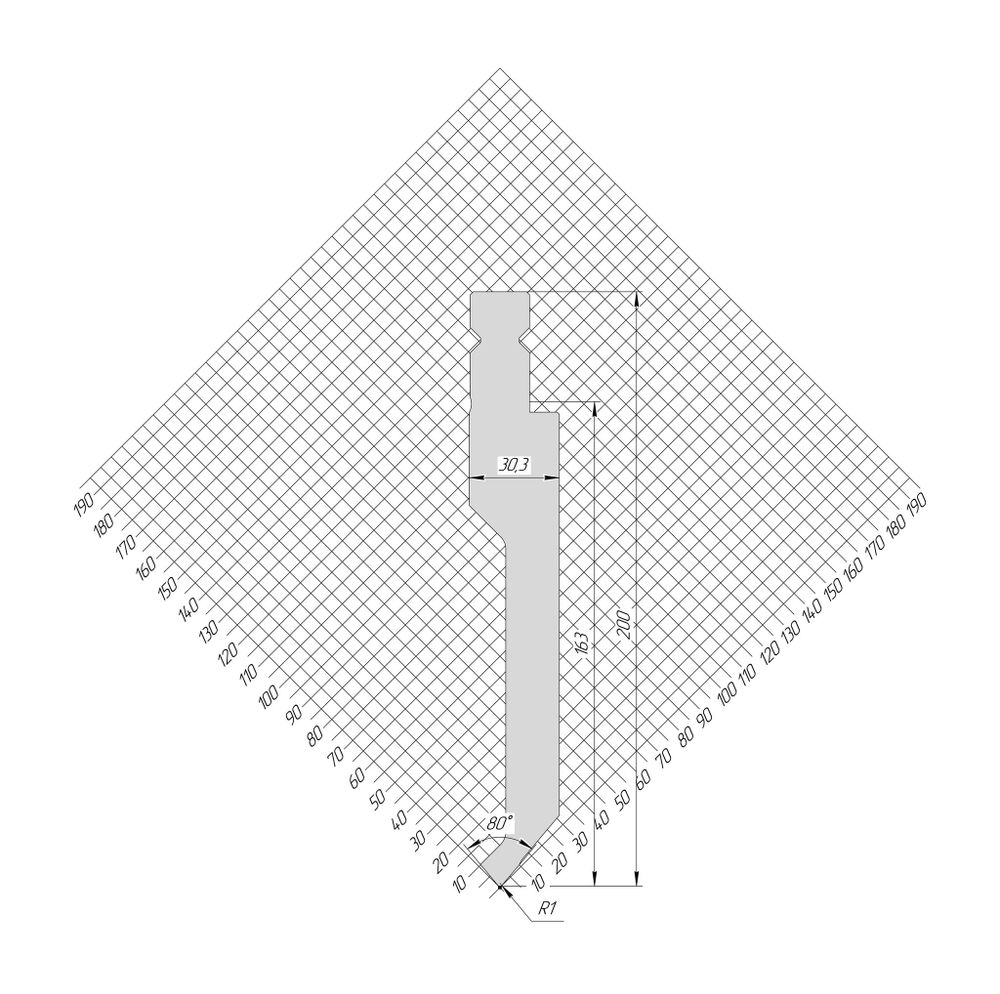 Пуансон WP 1330 80° H200 R1