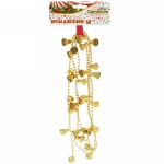 Бусы на ёлку 1,5м «Колокольчики» 2см, Золото