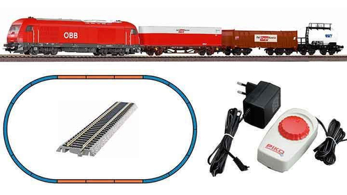 Стартовый набор "Тепловозом Herkules ÖBB + 3 грузовых вагона" V, рельсы на подложке