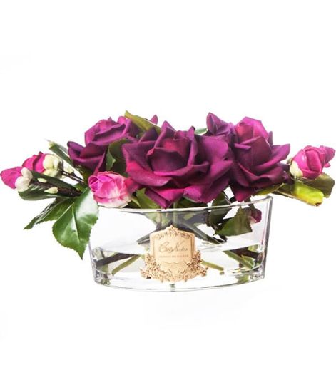Красный букет роз в прозрачной овальной вазе, Cote Noire