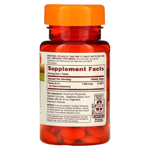 Sundown Naturals, витамин B12 с замедленным высвобождением, 1000 мкг, 120 таблеток