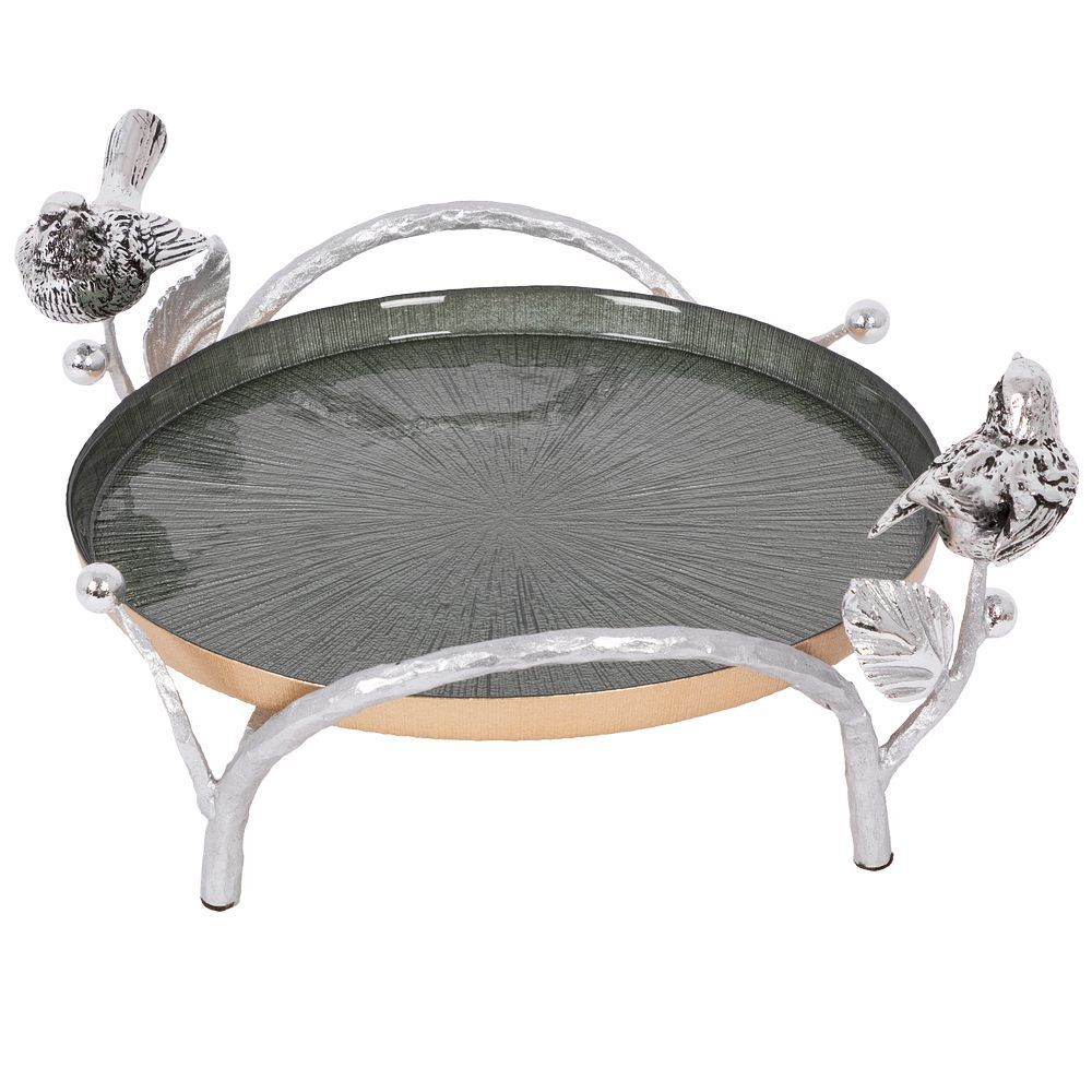 Фруктовница-конфетница Терра (поднос) Античное серебро Зеленый