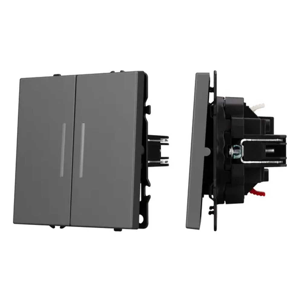 Механизм выключателя двухклавишный непроходной LED SWT-NOBE-MK02-SFPL-L-GR (230V, 10A) (Arlight, -) 054266