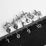 Серьги гвоздики (набор 3 пары) "Листик, шарик, крестик" для украшения пирсинга ушей серебристые. STAINLESS STEEL. Цена за набор.
