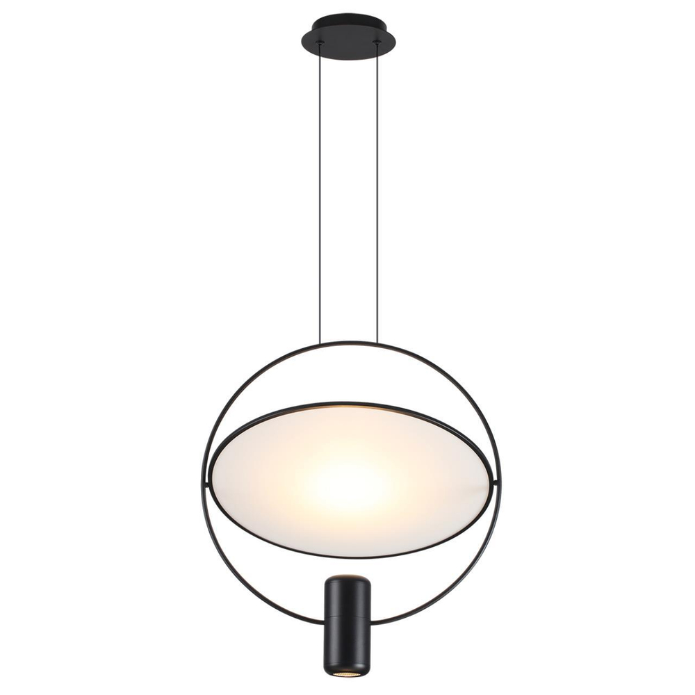 7029/2L HIGHTECH ODL25 285 черный/бел матовый металл/акрил Подвесной светильник черный поворотный 150° IP20 LED GU10 2*7W ORBITE