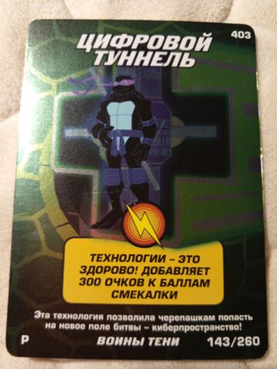 Коллекционная игровая карточка ЧЕРЕПАШКИ-НИНДЗЯ воины тени "Цифровой туннель" 403 (143/260) Редкая