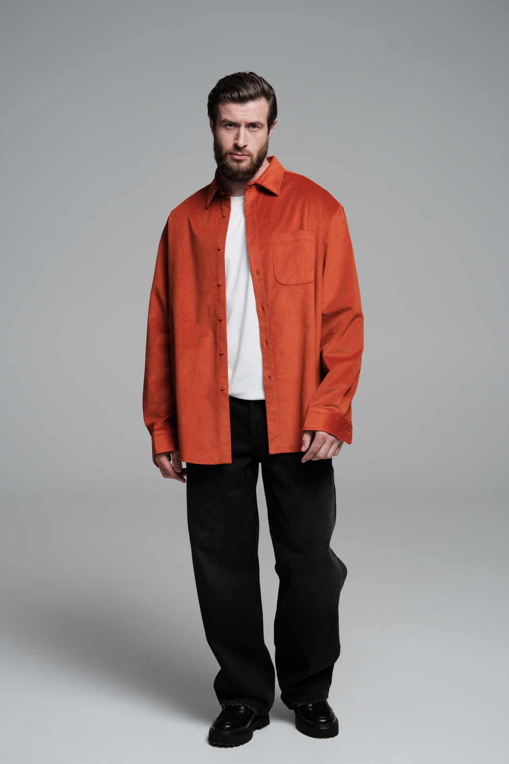 Рубашка из вельвета | terracotta
